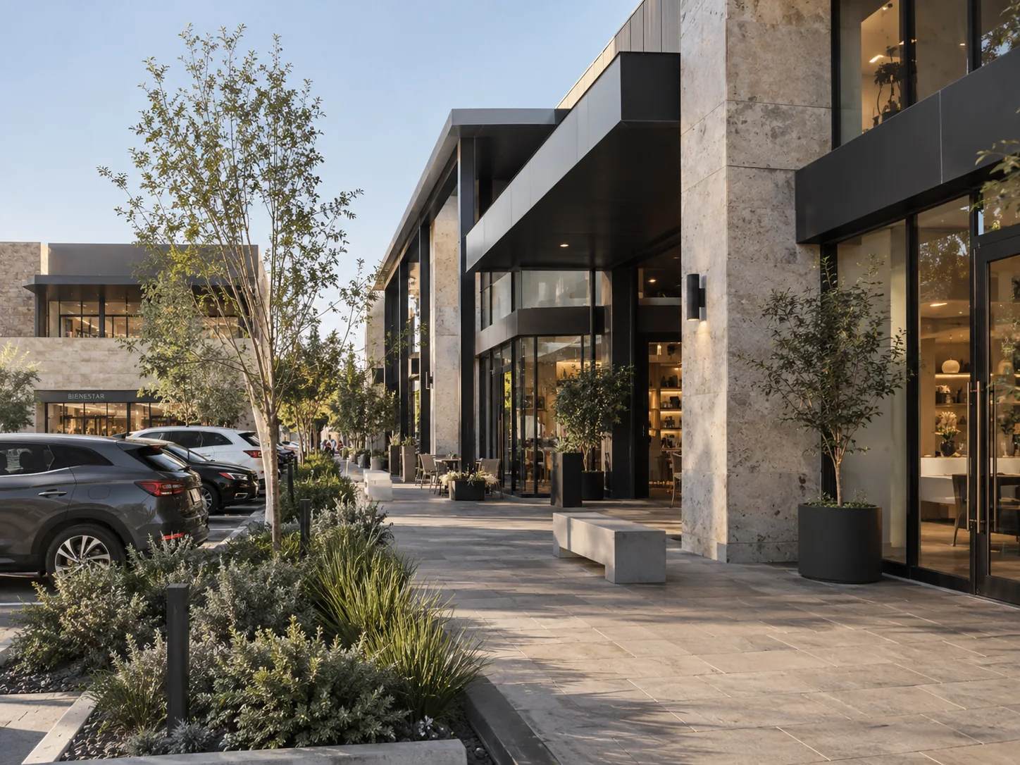 Proyecto comercial contemporáneo de aluminio y vidrio